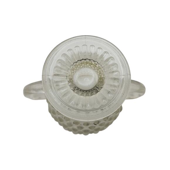 Opalescent Clear White Trim Hobnail Vintage MCM Sugar Bowl 3.25 inches - Picture 7 of 7